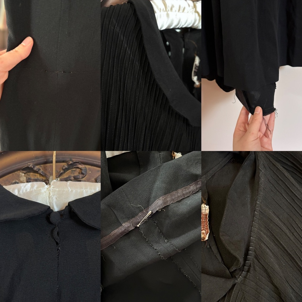 Vintage 1950s Peter Pan Collar Black Midi Dress - Picture 13 of 13